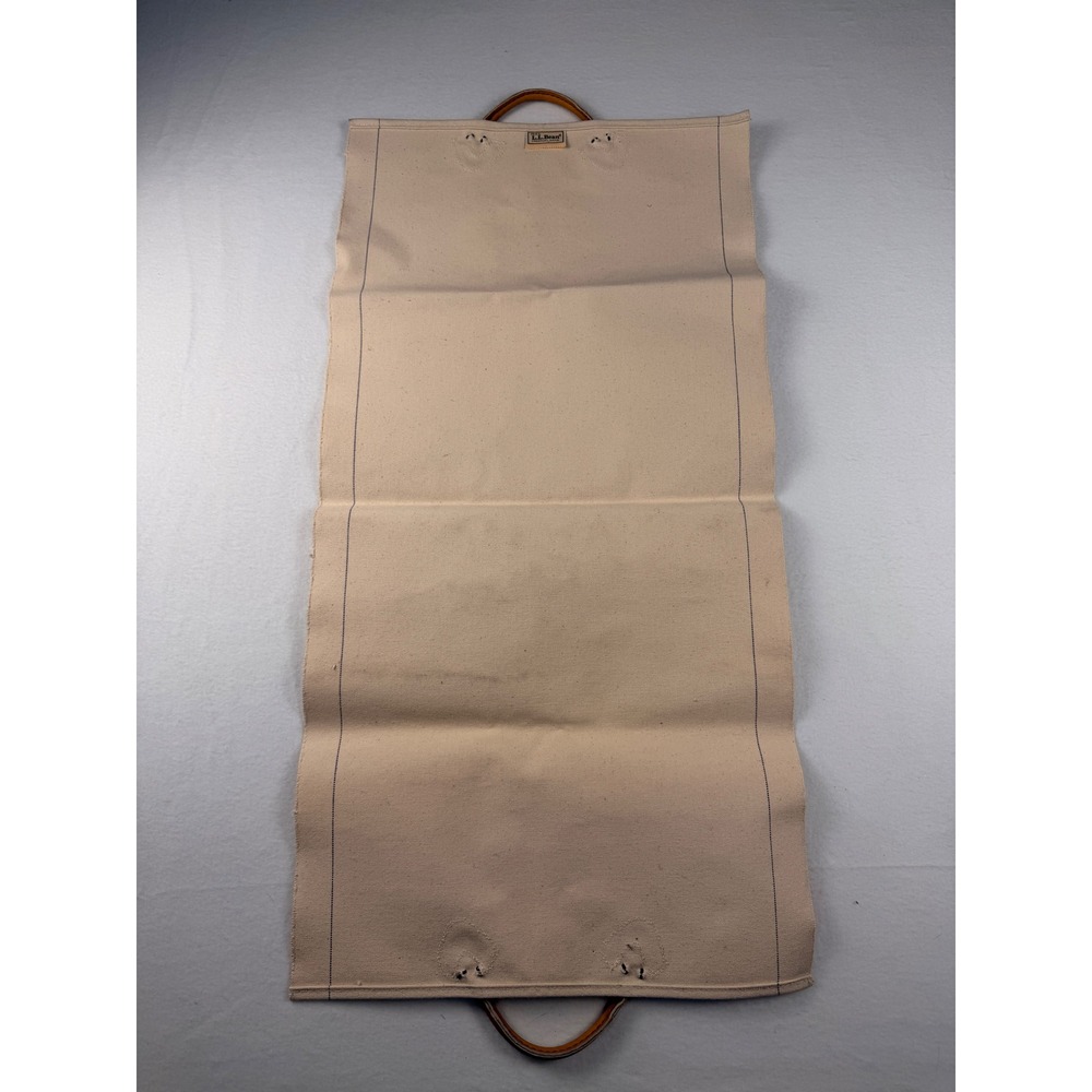LL Bean Vintage Canvas Log Carrier Firewood Tote Leather Cream Made in USA - Picture 3 of 9